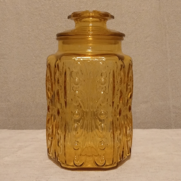 Amber Glass Canister With Lid